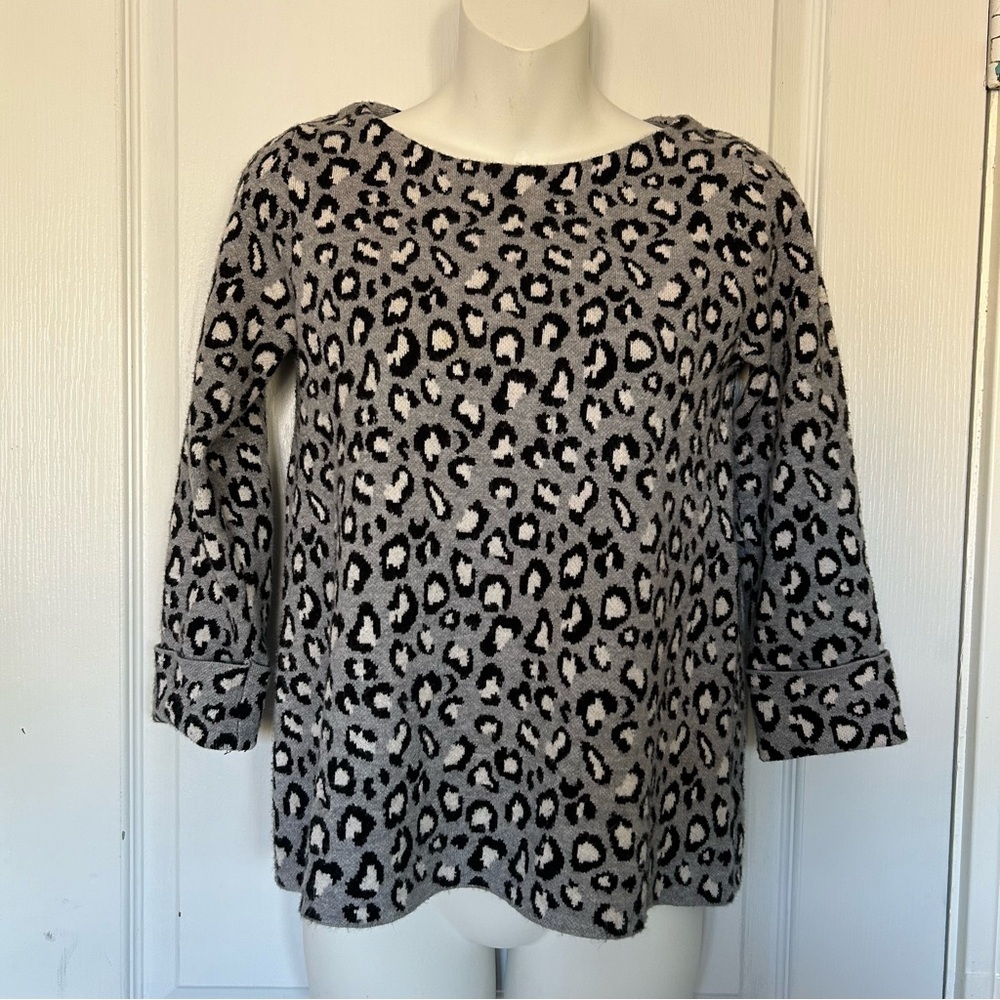 Tahari Leopard Animal Print 3/4 Blouse XS